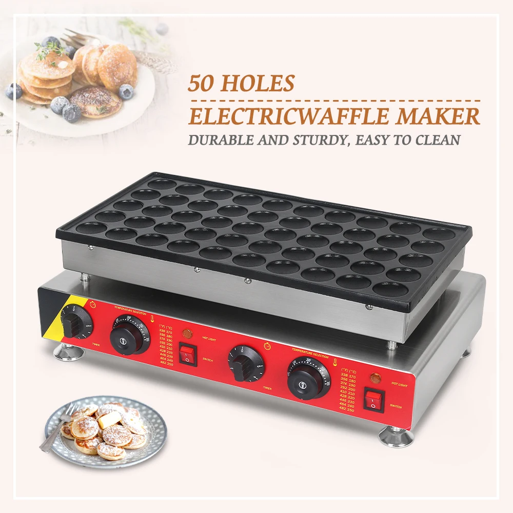Itop 50 Fori Poffertjes Maker Mini Pancake Machine Electric Waffle Maker Breakfast Waffle Machine Bubble Egg Cake Forno It-544