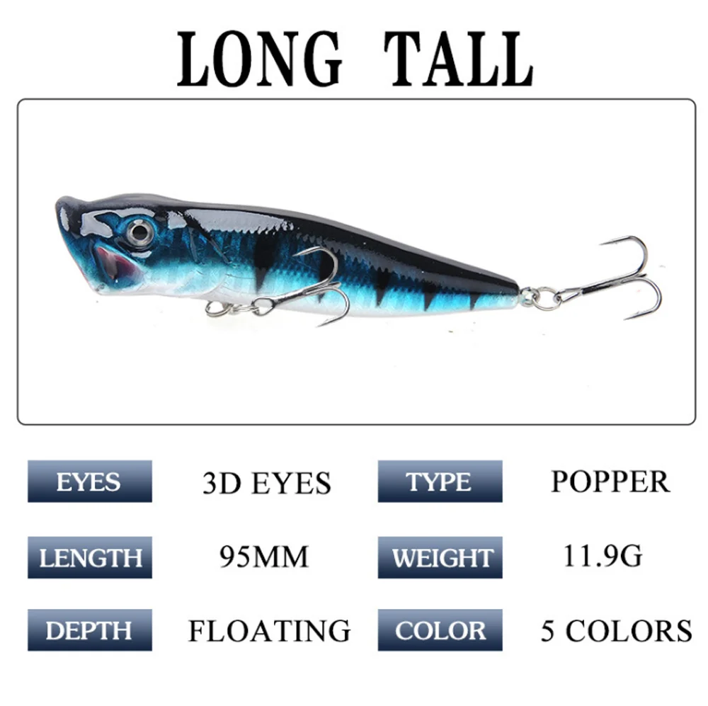 10 см 14 г искусственные рыболовные приманки Картеры с крючками Topwater Baits Bass Minnow Popper