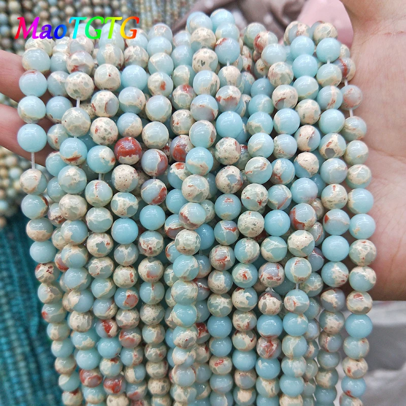 

Round ShouShan Stone Beads Jewelry Making Bracelet Necklace Natural Snakeskin Blue Stone Beads For Jewelry Making Wholesale