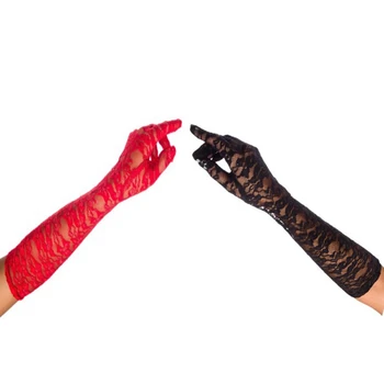 

Lace Long Gloves High Elastic Black Silk Mesh Gauze Long Section Black White Evening Bride Marry Gloves Touchscreen