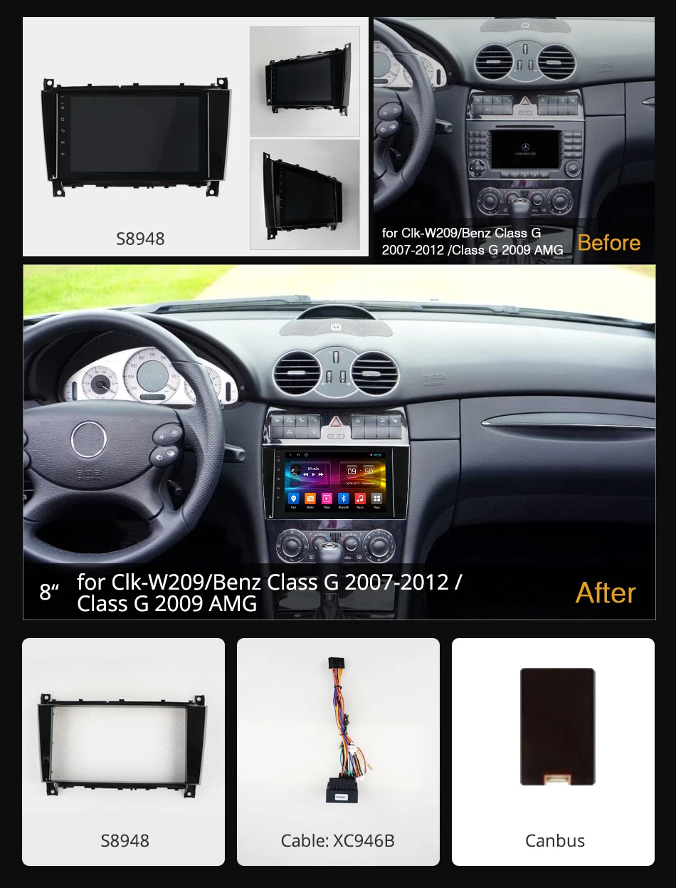 360 ° панорамная камера Автомобильный плеер Android 9,0 8Core 4+ 64G CarPlay DSP SPDIF gps радио для Mercedes Benz C/CLC/CLK W209 W203 W219