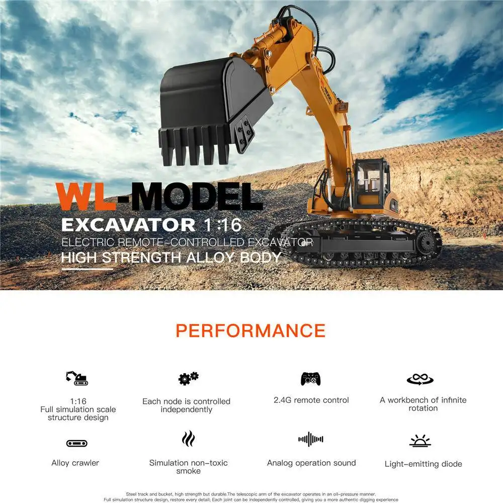 US $291.19 Wltoys 16800 Rc Car 116 24ghz 8ch Rc Excavator Engineering Alloy Crawler Rc Vehicle With Lighting Sound Rtr Model Toys