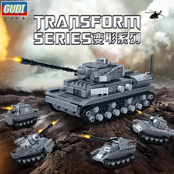 

4-in-1 World War II tank Military set Mechanical technic building blocks set Educational DIY Toys for Kids Gift for Boys Girls