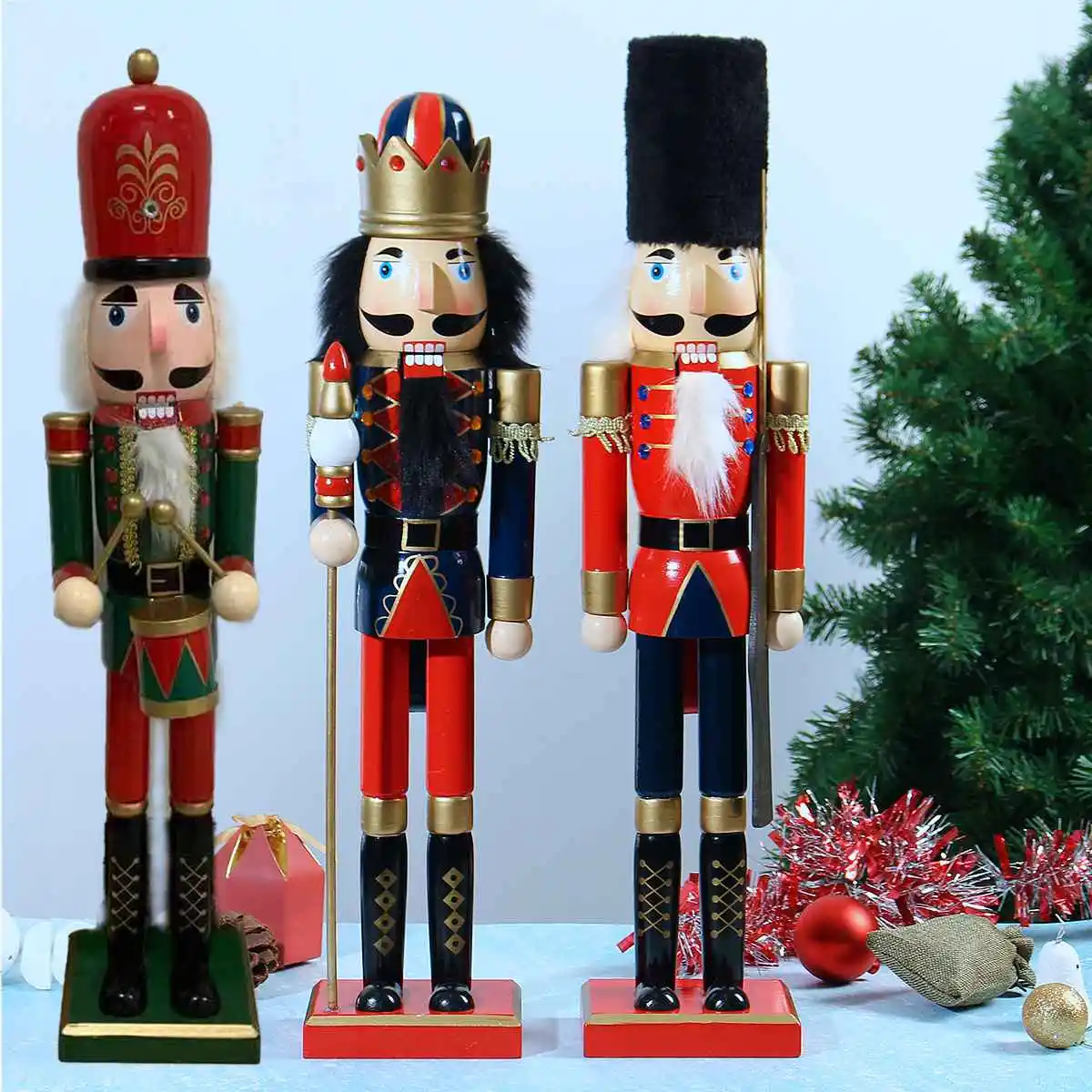

60cm Colorful Wooden Nutcracker Soldier Toy Handcraft for Friends Children Gifts Christmas House Office Home Decor Display