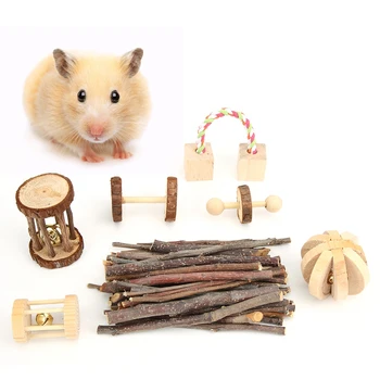 

Wooden Small Pet Chewing Playing Biting Toy Set For Hamster Chinchilla Rabbit Suitable Small Pet Such As Hamster(Seven-Piece )