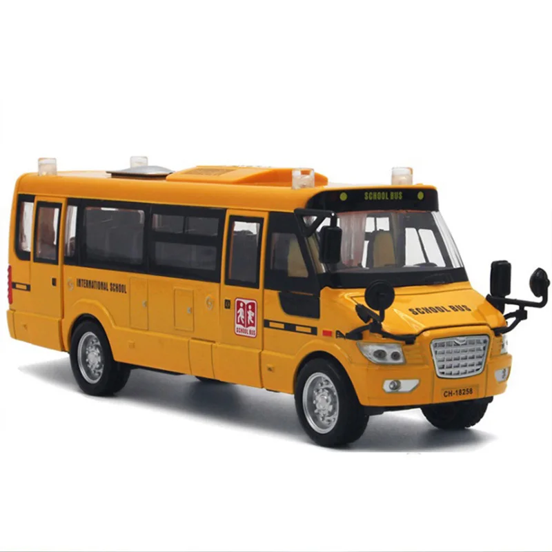 FBIL-1: 32 масштаб Большой размер Американский школьный автобус литая под давлением металлическая машина с вытягиванием назад мигающая модель