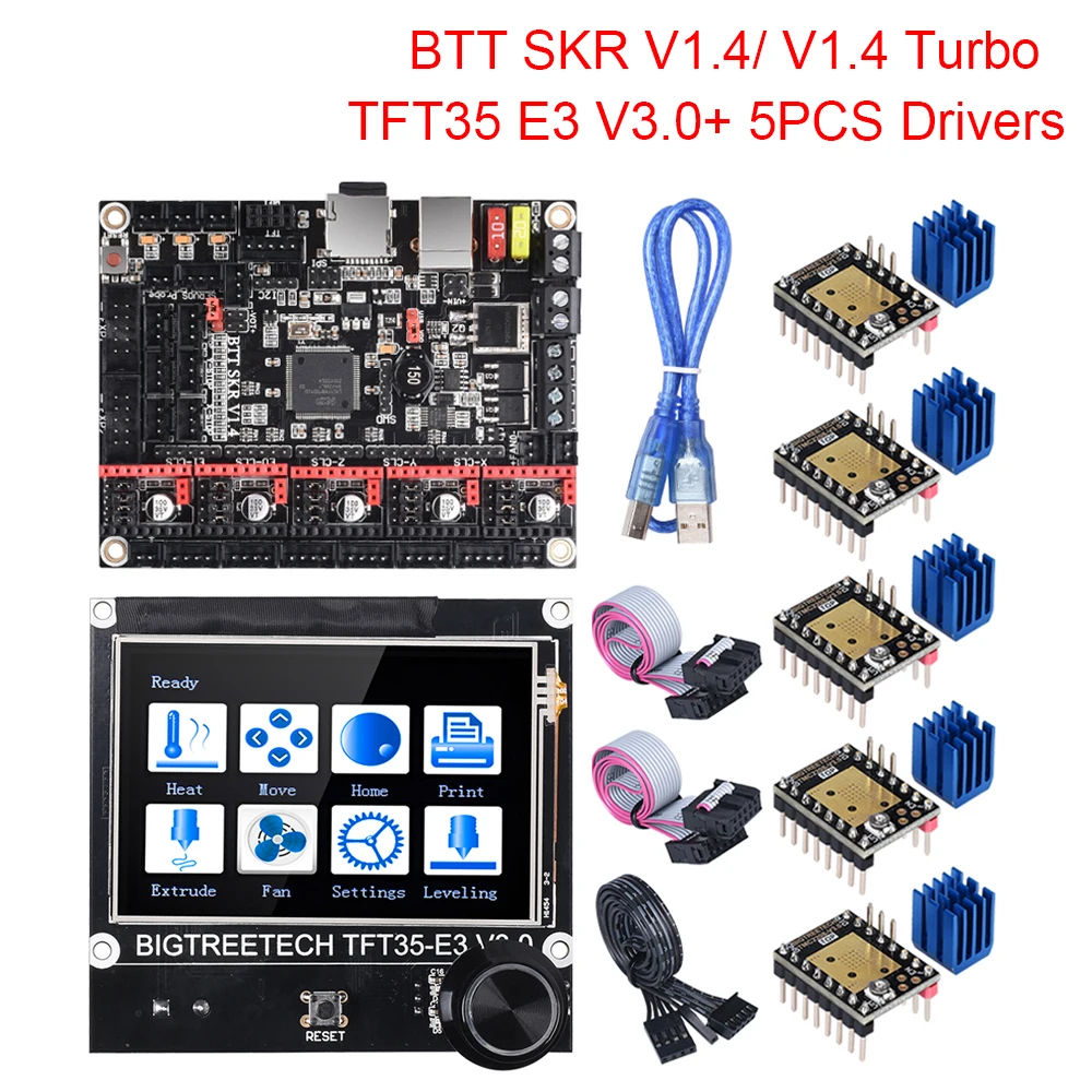 BIGTREETECH BTT SKR V1.4 Turbo 32 бит плата TFT35 E3 V3.0 сенсорный экран обновление V1.3 TMC2208 TMC2209 3D