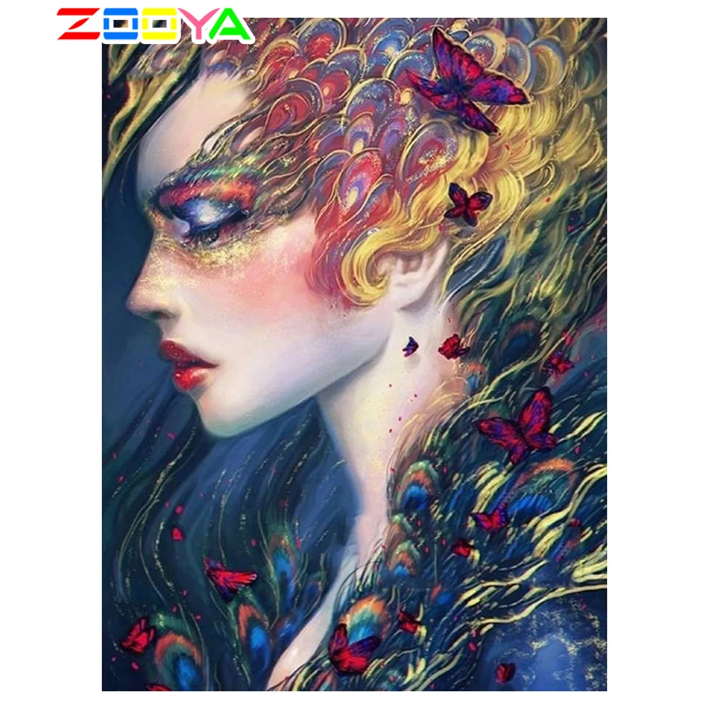 ZOOYA DIY Бабочка Алмазная картина крестиком женщина 5d алмазная вышивка портрет