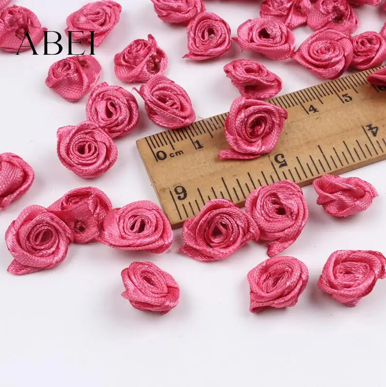 300pcs Multicolor Mini Satin Ribbon Rose Heads for Crafting and Decoration