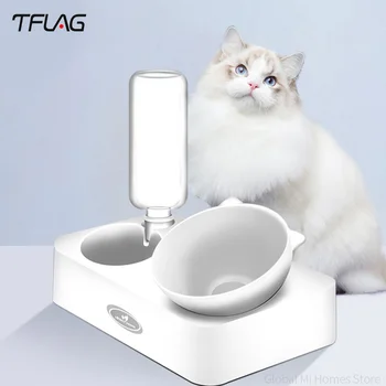 

TFlag LUXIANXIN Cat Bowl Double Bowl Automatic Drinking Pot Dog Food Bowl Pet Water Bowl Anti-knocking Pot Cat Products