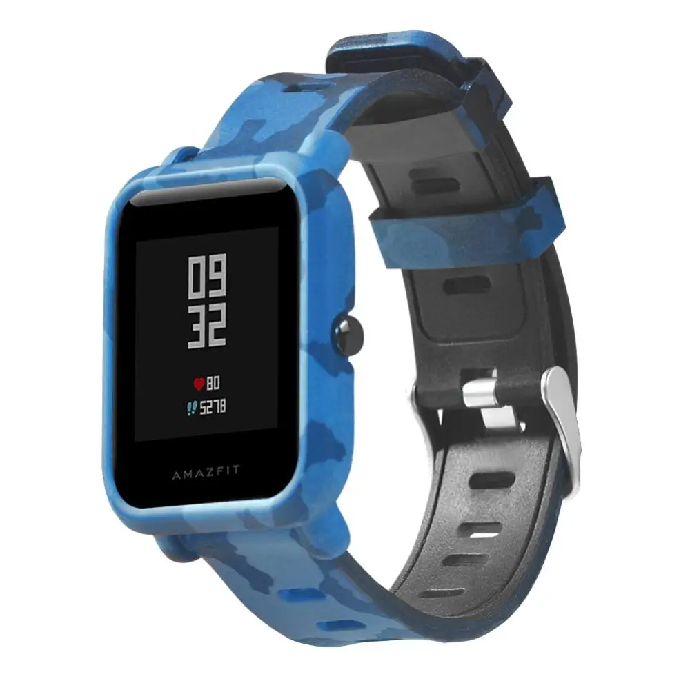 Ремешок Камуфляжный для Xiaomi Amazfit Bip Youth ТПУ чехол + сменный силиконовый браслет на