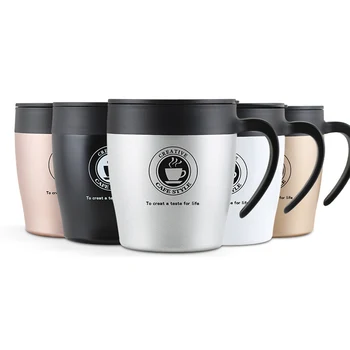 

Coffee Mug with Large Handle Stainless Steel Leakproof Non-slip Bottom Reusable Travel Drinks Insulated Cup