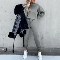 Sweat à capuche costume hiver printemps solide survêtement de sport femmes polaire 2 pièces ensemble sport sweats pull maison pantalons de survêtement tenues 6