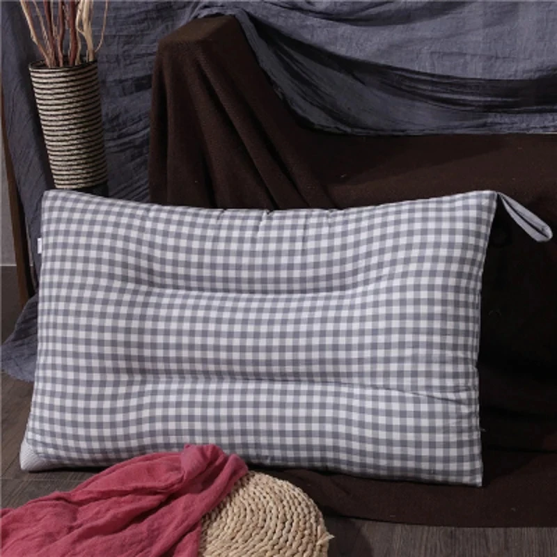New Simple European Style Wash Cotton Feather Velvet Plaid Cotton Adult Pillow Pillow Fiber Pillow Student Pillow Single Pillow - Color: 5