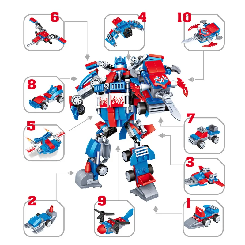 267 шт 10в1 Enlighten Technic Transformation Optimus Transform Prime Robot Car Big Truck Blocks модели строительных