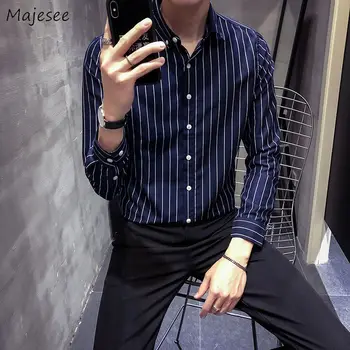 

Men Shirts Striped Slim Regular-fit Single Breasted Business Formal Casual Plus Size 5XL Mens Tops Clothes Korean Simple Daily
