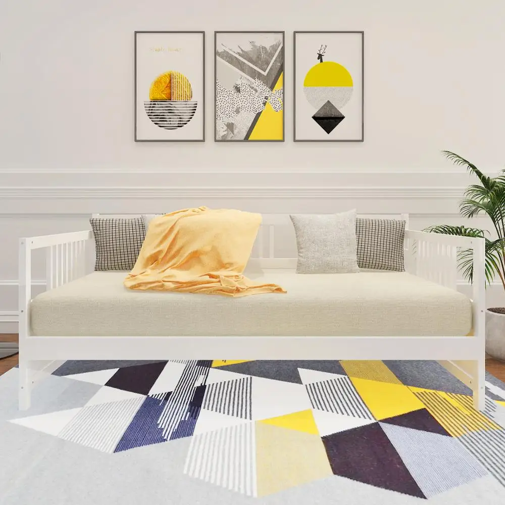 

Solid Wood Daybed, Multifunctional, Twin Size, White Multifunctional Daybed Wooden Slats Support Sturdy Strong and Stunning