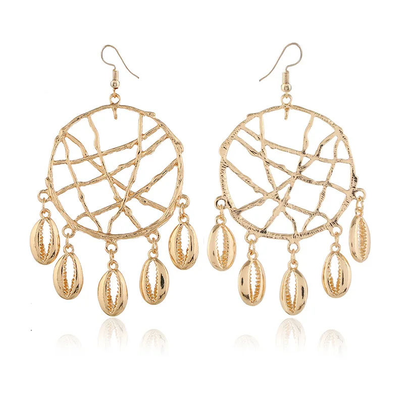 Conchas concha de Bohemias de gran círculo, pendientes de moda para mujer, accesorios de joyería con forma de gota| - AliExpress