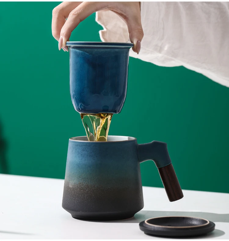 

Керамическая чайная чашка LUWU с крышкой, кружки для кофе и чая, 400 мл