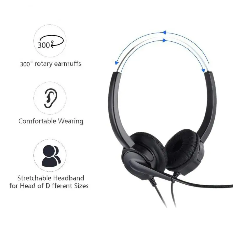 103U USB Binaural Headset Wired Headset Stereo USB Noise Cancelling Microphone Headset Call Centre Office Traffic Headset New