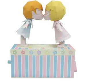

Kiss doll paper craft 3D paper model toy parent-child DIY kindergarten activity handmade origami