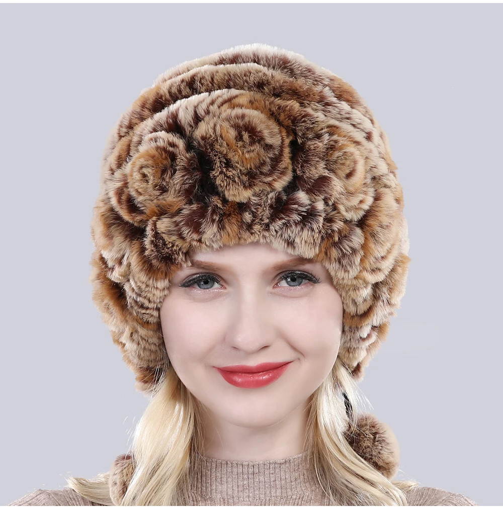 Зима Россия леди хорошая эластичность натуральный мех шапка натуральный мягкий мех кролика рекс шапка женская теплая натуральный мех кролика рекс шапки