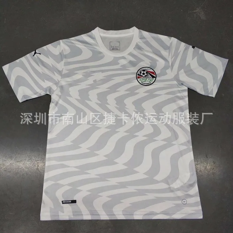 

Salah Egypt National Team Away White Jersey 2019 African Cup National Team Soccer Uniform Thai Version Tops