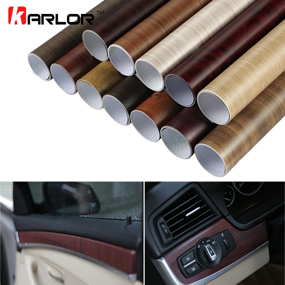 30*100cm Pvc Wood Grain Textured Car Interior Decoration Stickers
