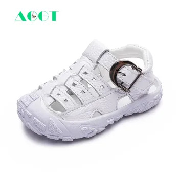 

AOGT Summer Genuine Leather Baby Sandals Fashion Cutout Baotou Anti-collision Shoes Soft Comfortable High Quality Kid Sandals