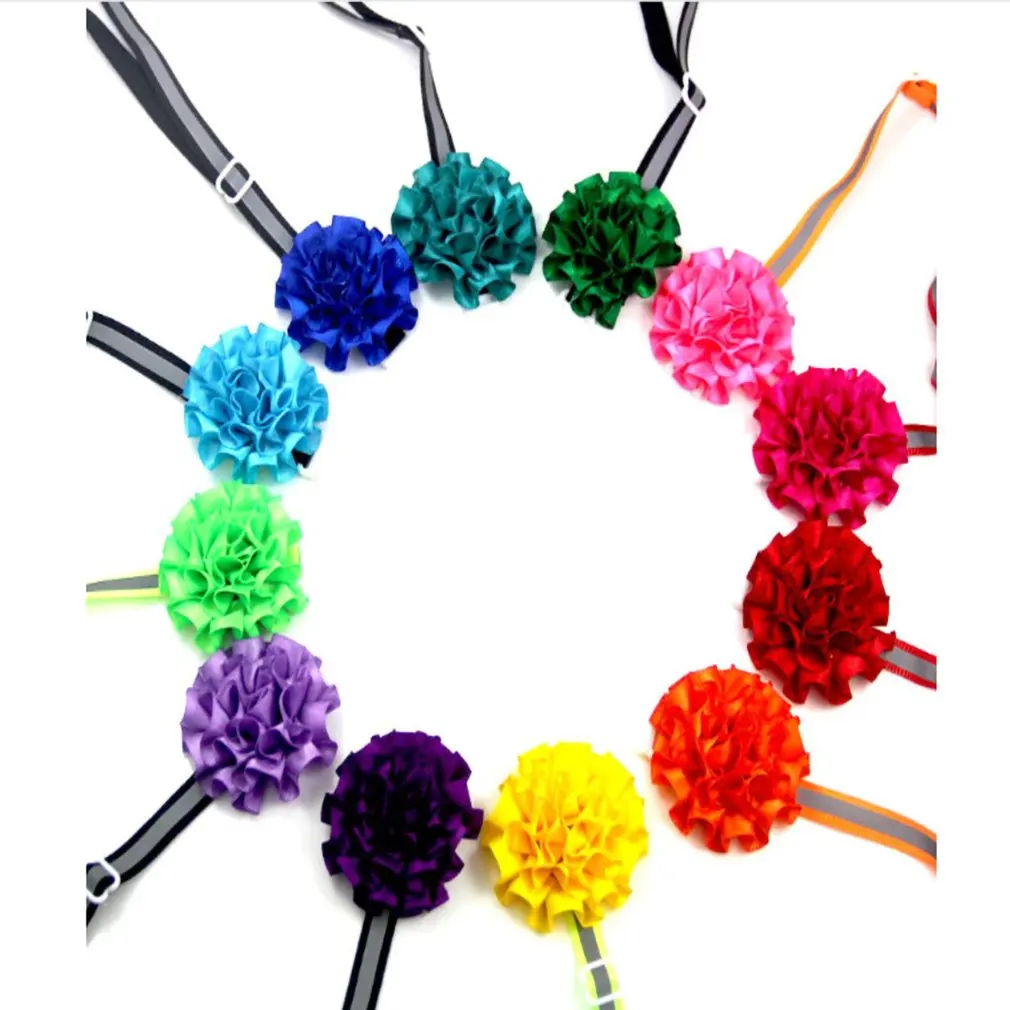 Reflective Belt With Small Flower Pet Bow Tie Dress Up Accessories Cat Dog Jewelry Collar Comfortable Skin Touch