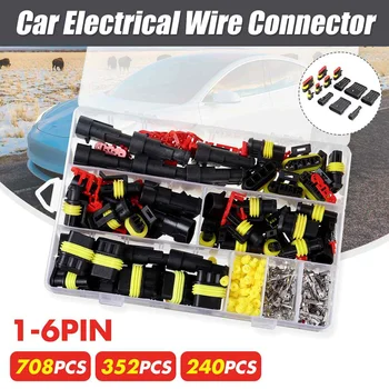 

1-6 Pin 240/352/708Pcs Set Way Standard Mini Blade Fuses Waterproof Car Sealed Electrical Wire Cable Connectors Plug Terminals