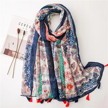 

2020 Luxury brand silk scarves Lady quality beach Cotton shawl women's material Fashion scarf bandana