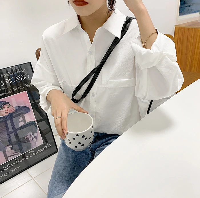 Модные свободные однотонные женские рубашки Blusas Mujer De Moda Весна Осень Новые темно-зеленые женские блузки с длинным рукавом Топы 6720 50