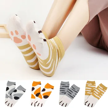

Winter Cartoon Cat Claws Pattern Women Ankle Socks Thick Warm Sleeping Floor Socks FS99