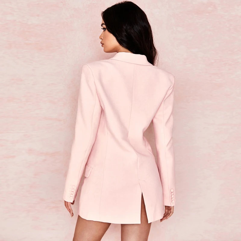 Babatique Новейшее модное розовое пальто высокого качества с длинным рукавом и пуговицами, сексуальное повседневное зимнее женское пальто с v-образным вырезом