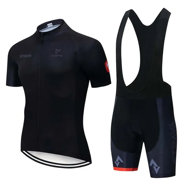 US $23.36 New 2019 STRAVA Pro team Cycling Short Sleeves jersey bib shorts sets summer mens Quick-dry Sports 