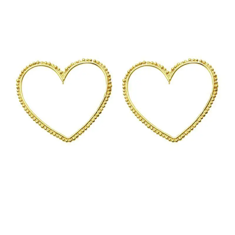 Женские большие полые металлические серьги-гвоздики в форме сердца, Романтические Золотые Серебряные серьги в форме сердца для женщин, летние серьги