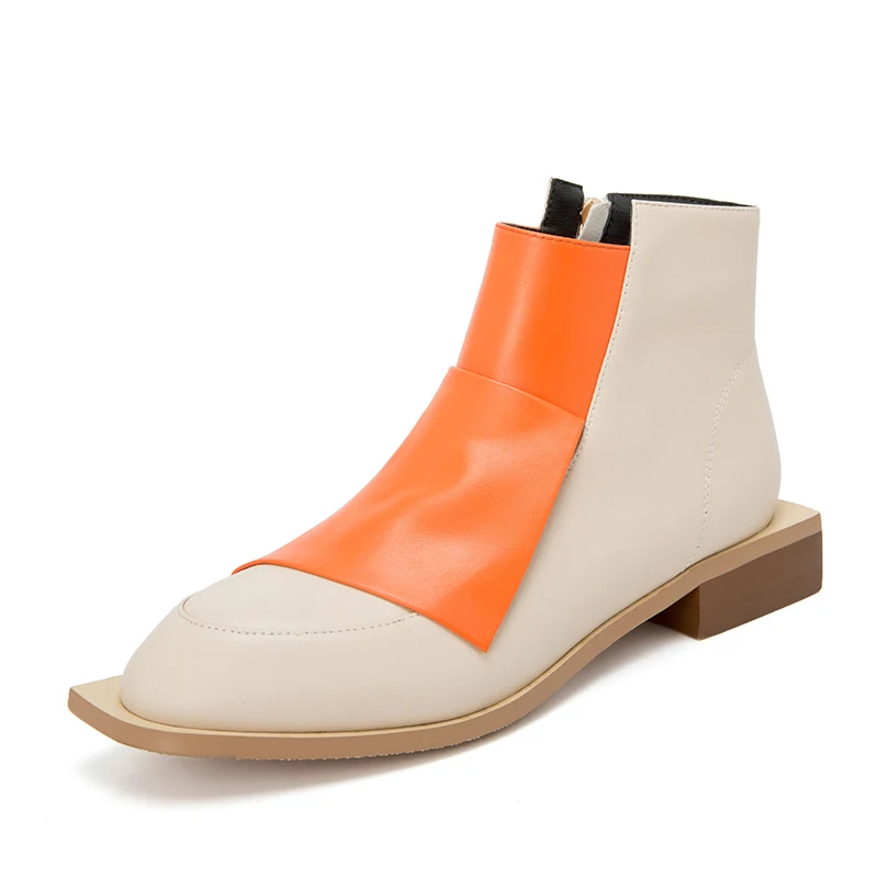 INS HOT women ankle boots plus size 22-26.5cm length Fashionable women's shoes Two-color stitching boots women antumn and winter