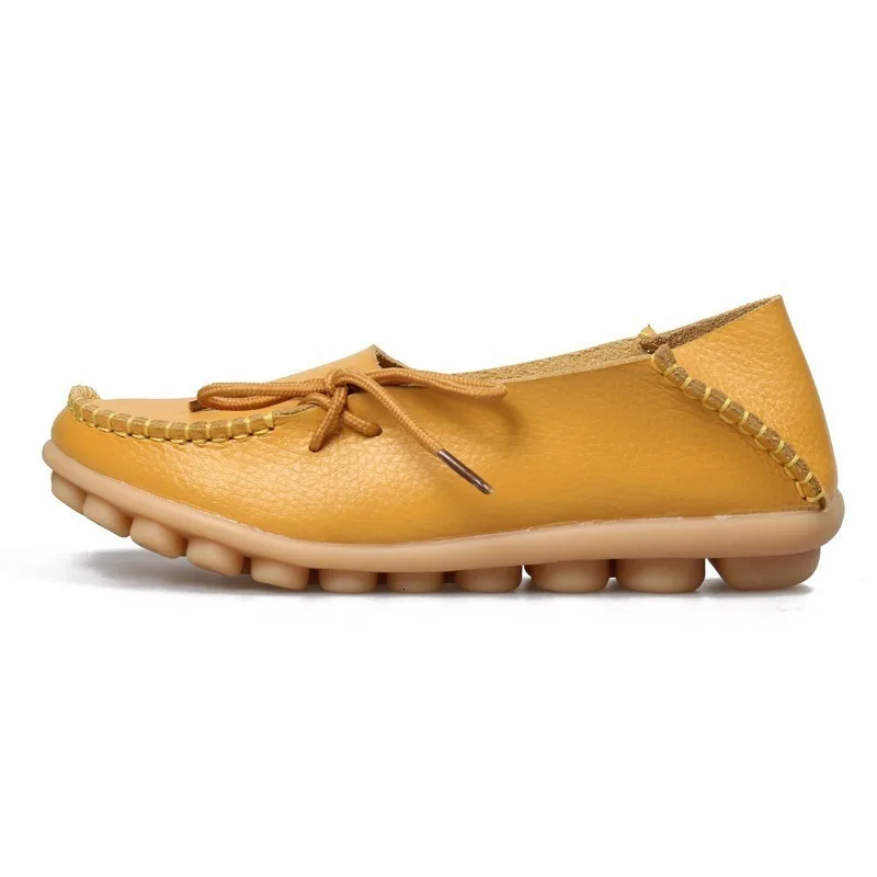 VIGOR/Женская обувь на плоской подошве; сезон весна; Женская Осенняя обувь из натуральной кожи; оксфорды; мокасины из натуральной кожи на плоской подошве; S80 - Цвет: Цвет: желтый