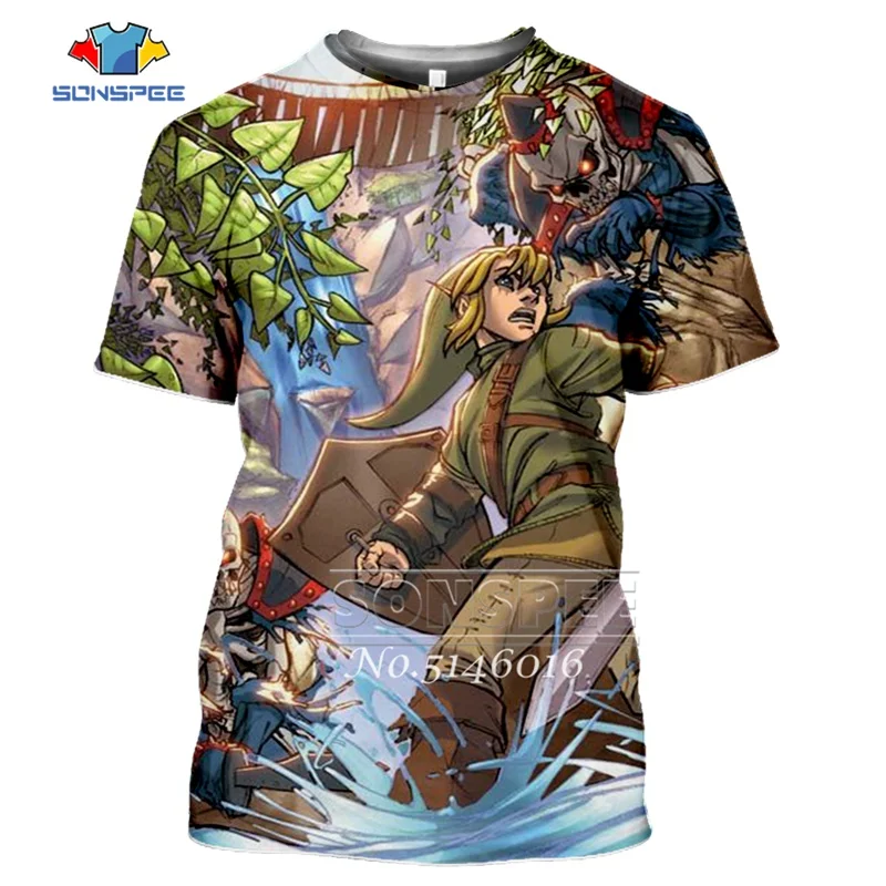 SONSPEE The Legend of Zelda Fashion 3D print Anime t-shirt Unisex Casual Short sleeve Men Street wear Pullover Clothing t359