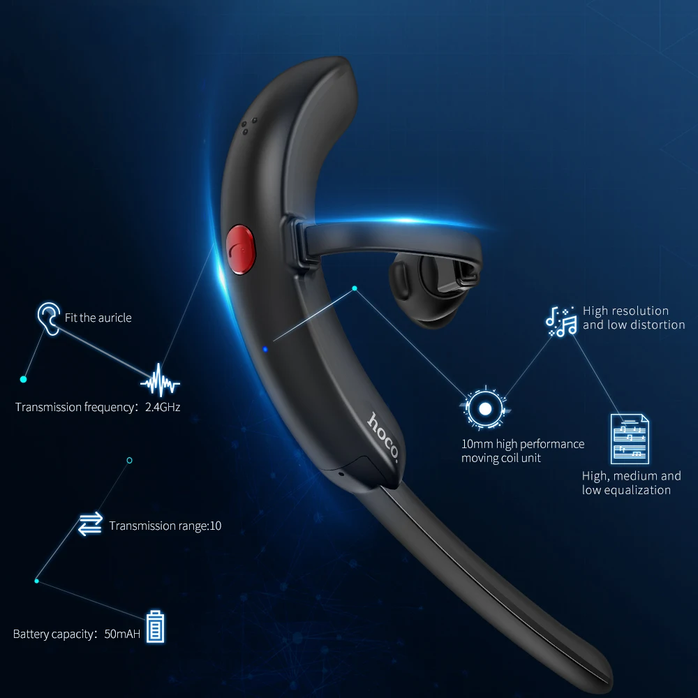 HOCO бизнес Bluetooth наушники цифровой шумоподавление Голосовое управление Беспроводные наушники с микрофоном автомобиль Спортивная гарнитура для iPhone