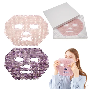 

Crystal Sleep Jade Mask Massage Natural Amethyst Face Mask Therapy Facial Jade Facial Masks Cooling Massager Face Care Tool