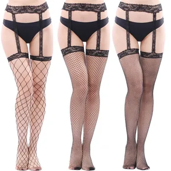 

Charming Lingerie Sexy Printed Stockings Hollow Out Lace Slings Pantyhose Elastic Mesh Tights Female Black Fishnet Stockings