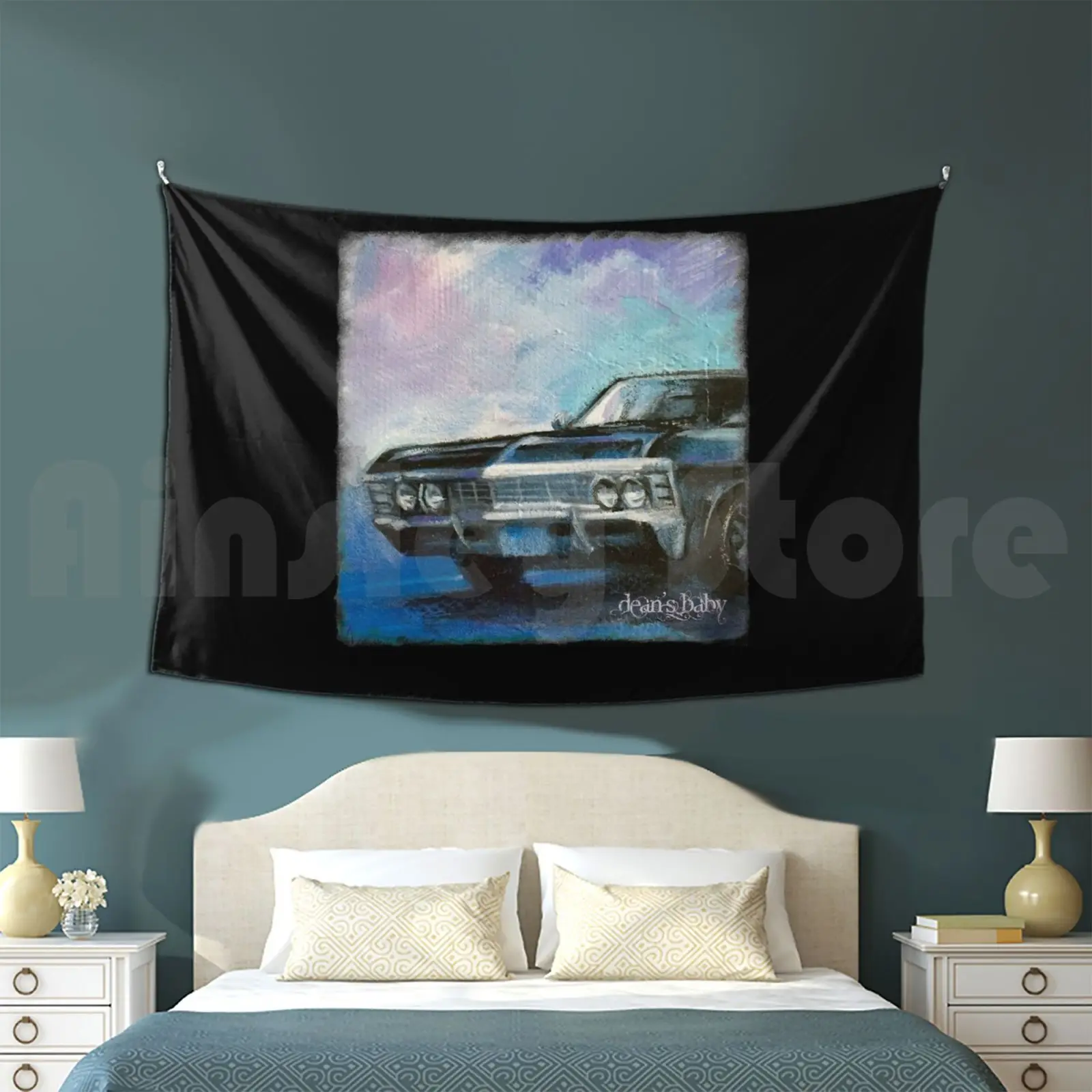Arazzo Per Bambini Di Dean Soggiorno Camera Da Letto Baby Car Impala 67 Impala Dean Winchester Supernatural Cwtv Nero Viola