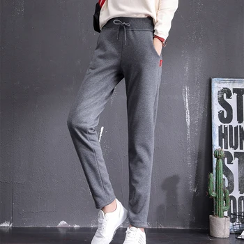 

New Women Winter Casual Trousers Female Warm Cotton Sweatpants Cashmere Pants Palazzo Pants