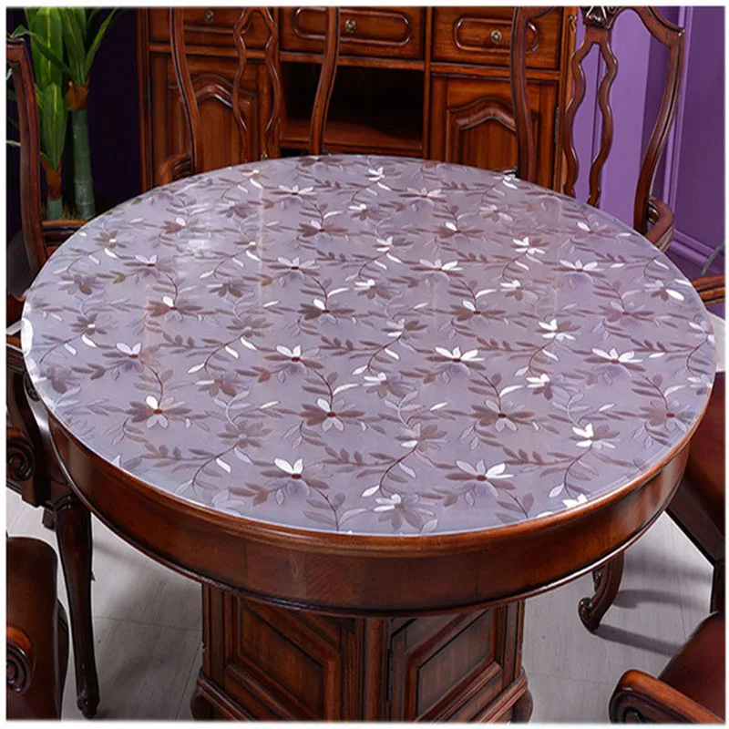 

Mantel de mesa redonda transparente PVC D mantel impermeable con patron de cocina mantel de aceite vidrio suave pano 1,0mm