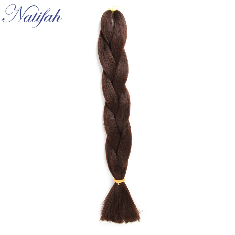 #4 Natifah Jumbo вязанные крючком косички синтетические плетеные волосы коробка косички 24 дюймов Розовый Золотой Серый Цвет для женщин - Цвет: #4