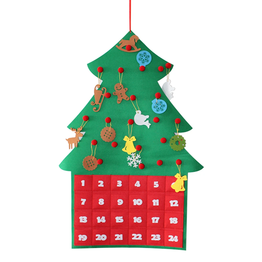 1 шт. подвесной Рождественский календарь с обратным отсчетом на рождественскую елку, подарочные украшения, украшения, календарь Санта-Клауса с карманами