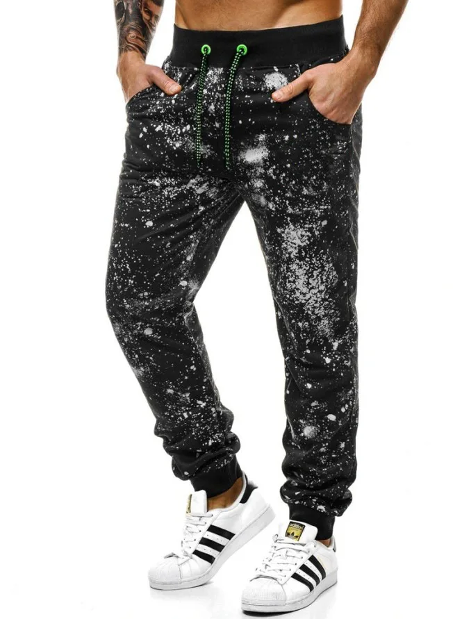 

Men's Casual Sports Pants European and American Starry Sky Print Fitness Street Pants Ankle Banded Pants