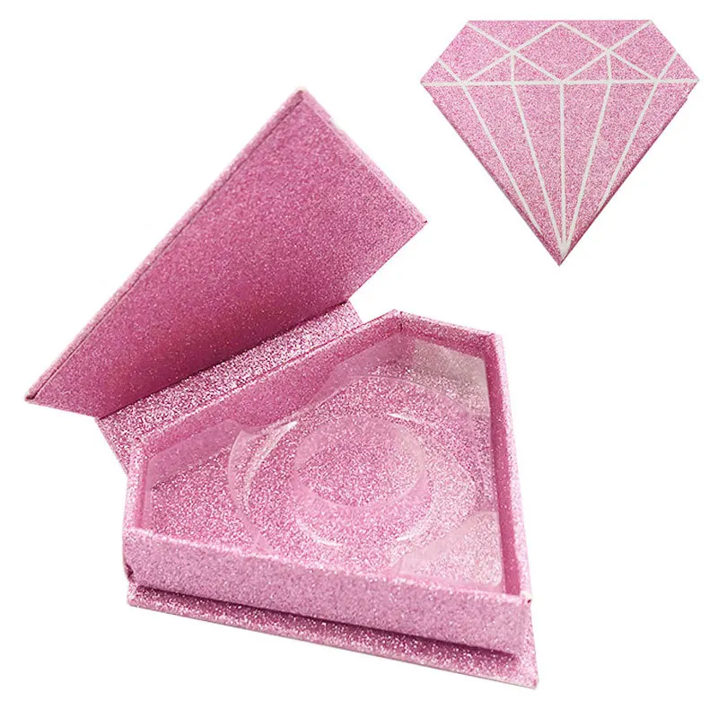 3D Eyelahes алмаз Форма упаковочная коробка 3DMink мех шелковые ресницы - Цвет: Glitter Pink L